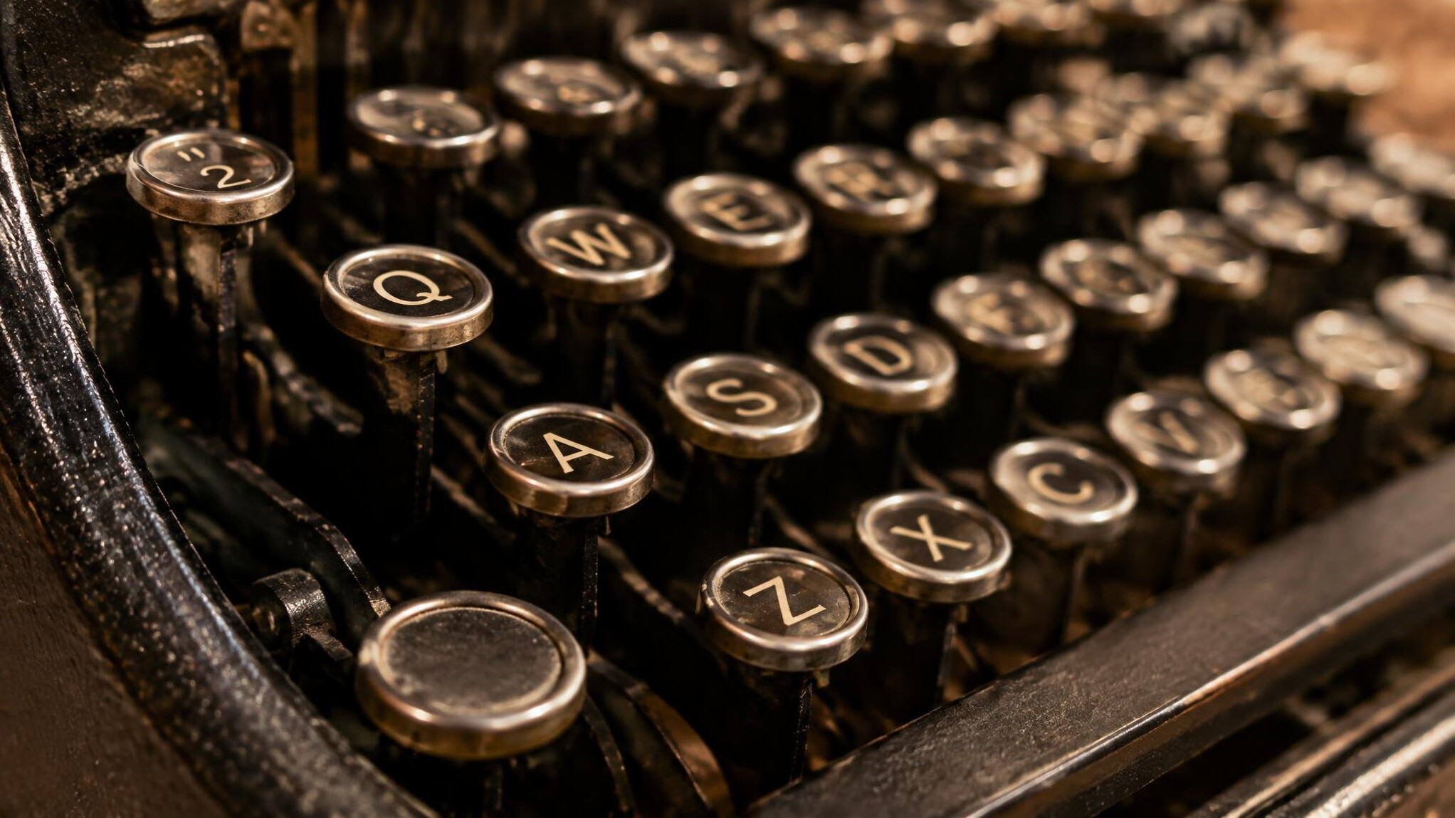 Close-up of old typewriter keys