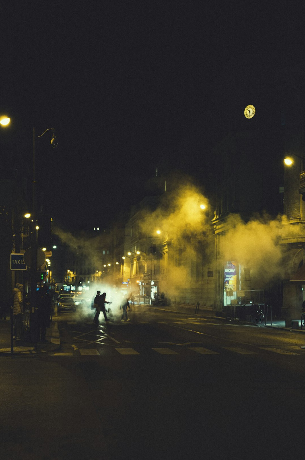foggy night street